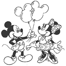 Mickey Giving Balloons to Minnie Coloring Pages