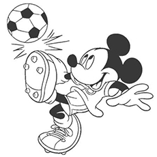 Mickey mouse playing football coloring pages