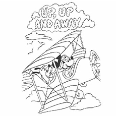 Mickey the super pilot coloring page