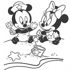 Mickey and Minnie Mouse Love Each Other Coloring Page