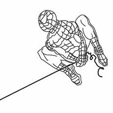 Swinging on Web Spiderman coloring page