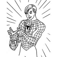 Spiderman Wearing his Mask coloring page