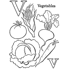 V for Vegetables Coloring Pages