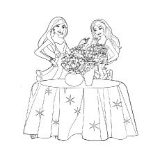 Barbie with Flower Vase Coloring Page