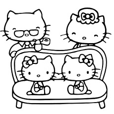 Beautiful Family Of Hello Kitty Coloring Sheet to Print