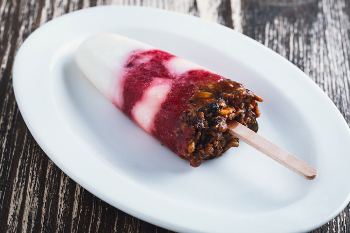 Dried fruit and fruit puree popsicle, snack for toddlers