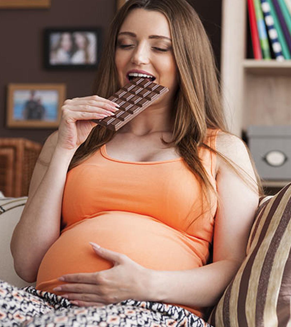 Pregnant Women Enjoying Dark Chocolate