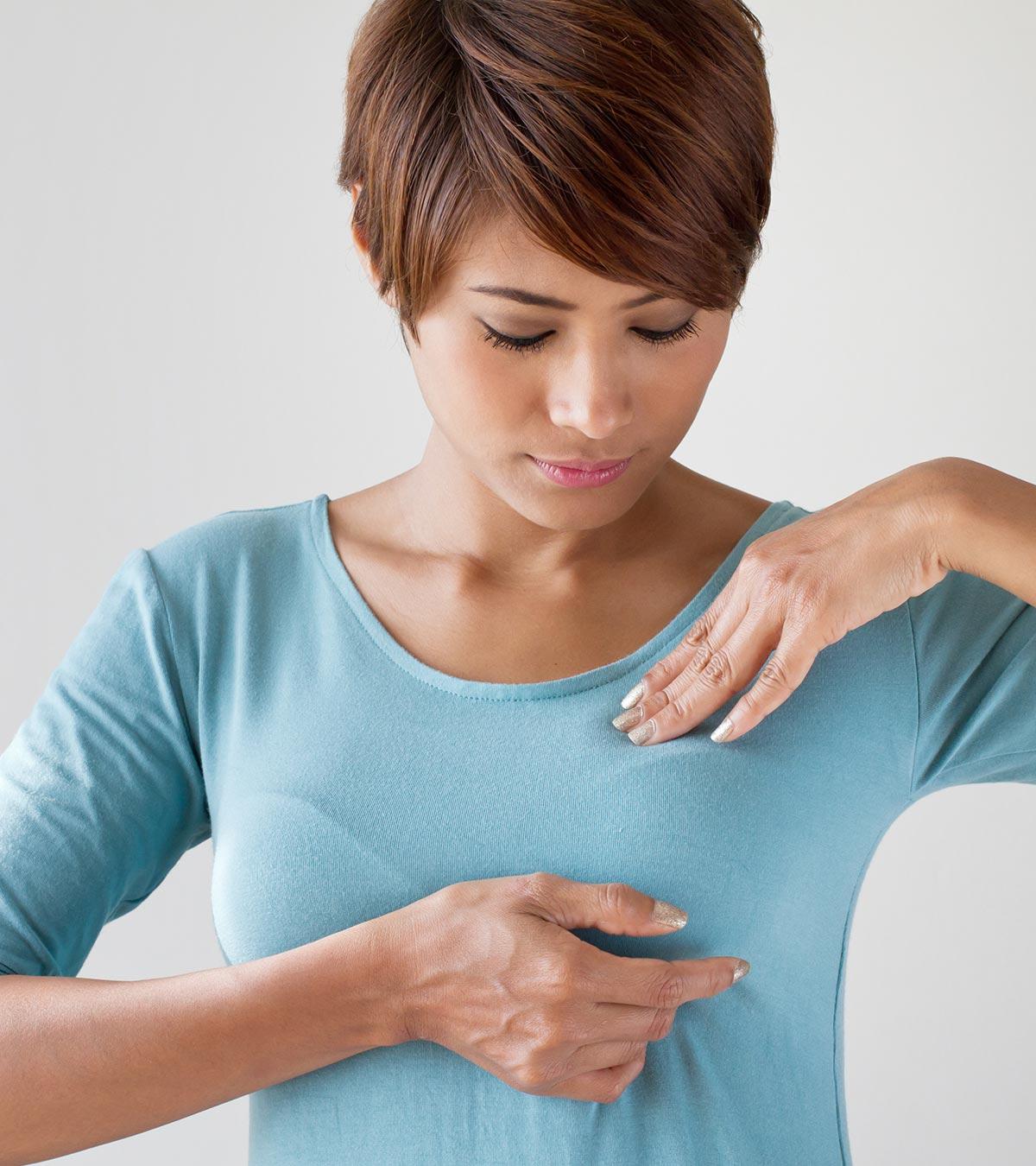Woman Managing Breastfeeding Leakage