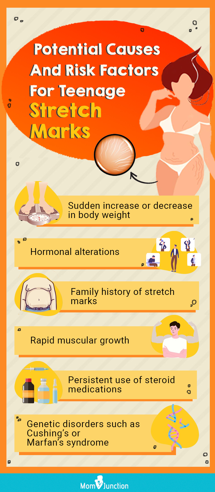 potential causes and risk factors teenage stretch marks (infographic)