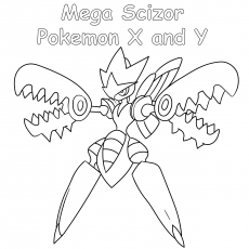 Mega Scizor Pokemon coloring page