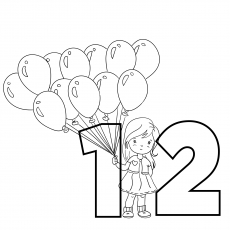 12 Balloons coloring page