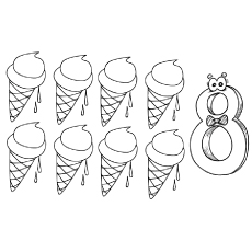 Eight Ice Creams coloring page