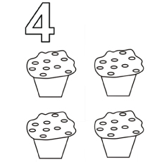 Four Lovely Cakes coloring page