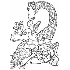 Lion and Giraffe Coloring pages