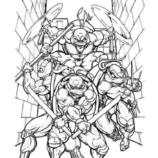 Coloring Pages of TMNT Who are Ready for Battle 