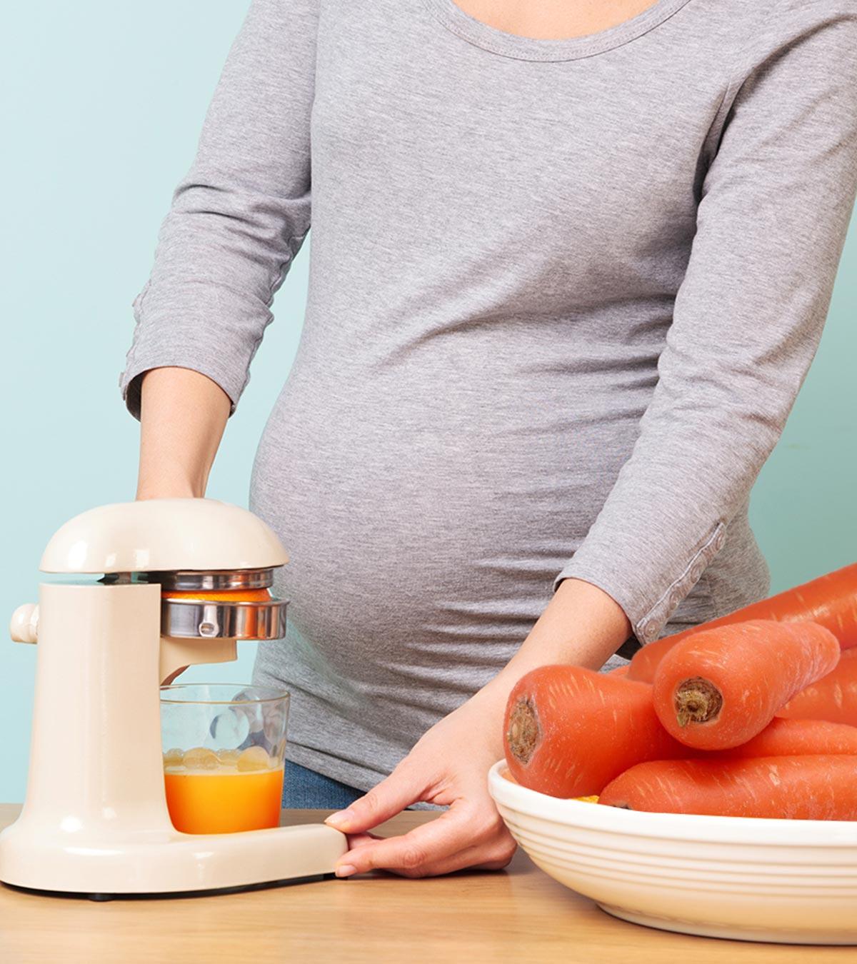 Pregnant Women Having Carrot Juice