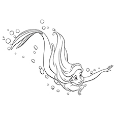 Disney coloring page of Ariel taking dive