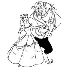Belle And Beast In Love coloring page