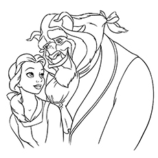 Belle And Beast On Stroll coloring page