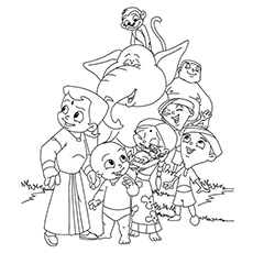 Entire Team of Chota Bheem coloring page