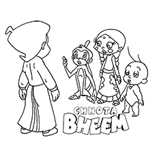 Chota Bheem Discussing with his Friends coloring page