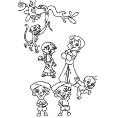 Chota Bheem With Friends coloring page