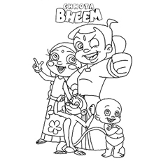 Chota Bheem With Small Team coloring page