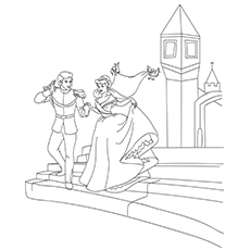 Cinderella Walking with Her Prince Coloring Pages