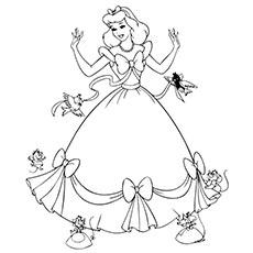 Cinderella Dress & Mice Coloring Pages