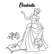 Cinderella With Mouse Friends coloring page