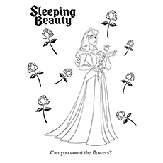 Count the flowers sleeping beauty coloring page