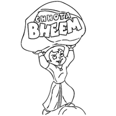 Cute Chota Bheem The Protector coloring page