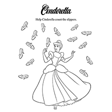 Helping Cinderella To Count Slippers coloring page