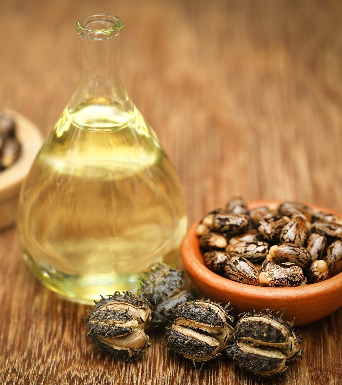 Castor oil in a glass jar