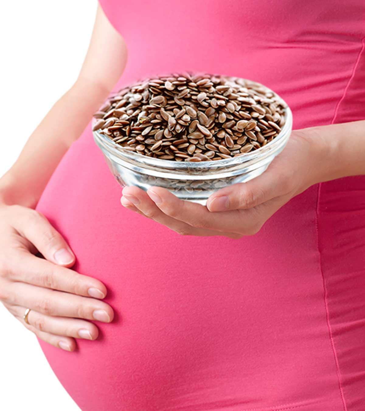 A Pregnant Woman Having Flax Seeds