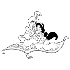Jasmine And Aladdins Magic Carpet coloring page