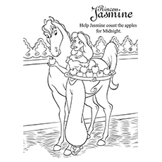 Disney Jasmine With Horse coloring page