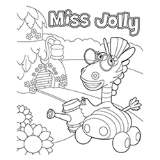Miss Jolly from jungle junction coloring page