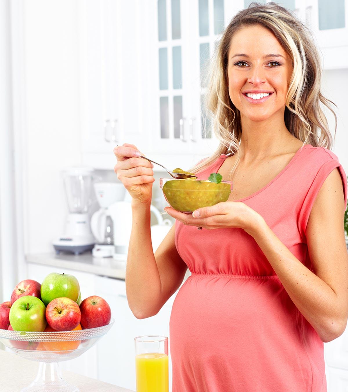 Pregnant woman taking lentils
