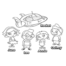 Coloring page of Little Einstein team