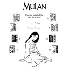 Match the titles for mulan coloring page