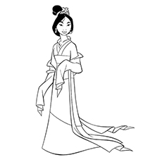 Mulan dressed up coloring page