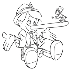 Pinocchio and jiminy cricket coloring pages