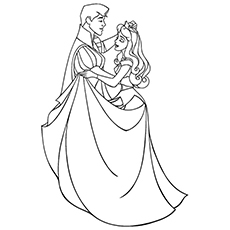 Dancing prince and sleeping beauty coloring page