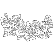 Disney seven dwarfs coloring page