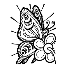 Butterfly Collecting Nectar Coloring Page