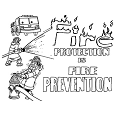 Fire safety precautions, firefighter coloring page
