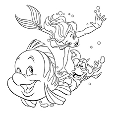 Little Mermaid and pals coloring page