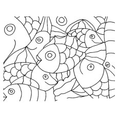 Abstract Design of Shoal of Fishes Coloring Pages