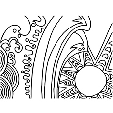 Abstract of Sun and the Sea Coloring Page